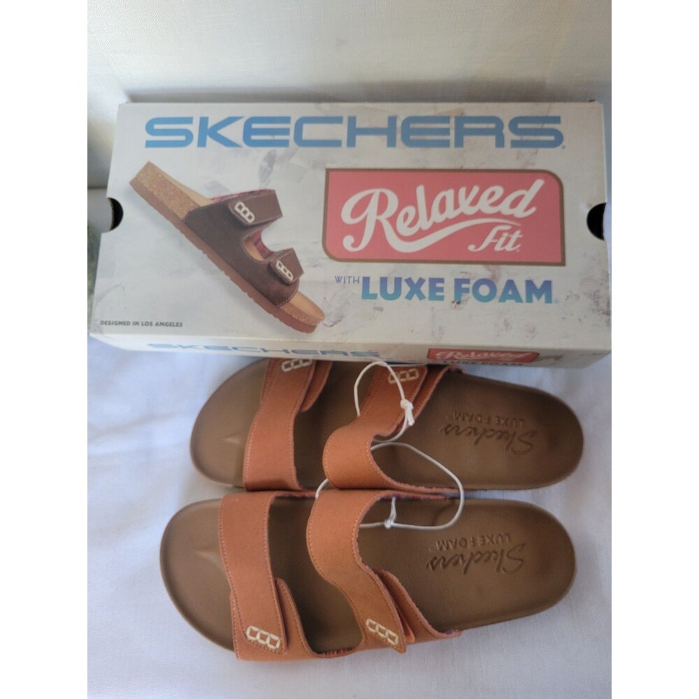 SKECHERS Women's 2-Strap Sandal Relaxed Fit with Luxe Foam, Coral,  Size 10 - Picture 6 of 8